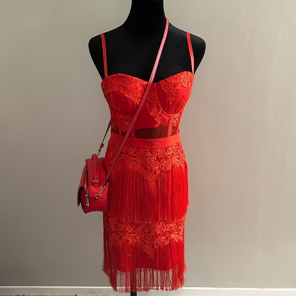 Guess Vibrant Flapper Red Dress